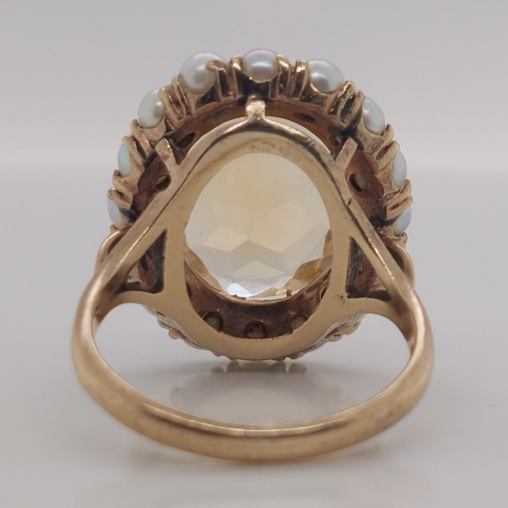 Vintage Citrine and Pearl Cluster Dress Ring