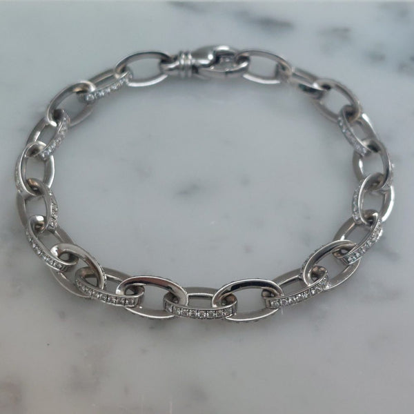 Vintage Diamond Set Oval Link Bracelet