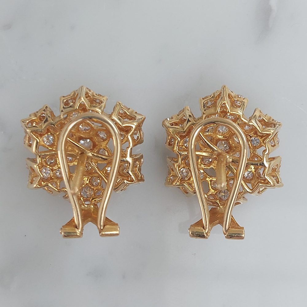 Vintage Diamond Set Snowflake Earrings, 2.30ct