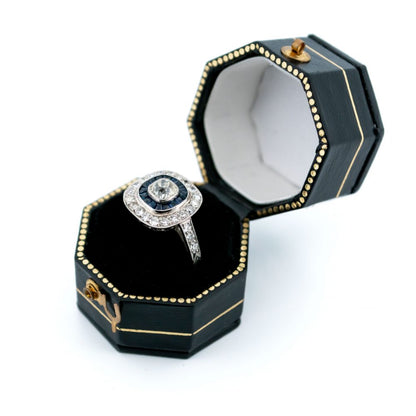 Vintage Diamond and Sapphire Target Cluster Ring