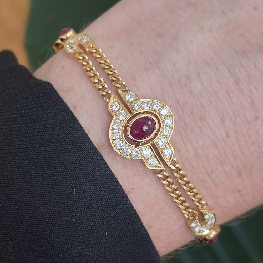 Vintage Mauboussin Ruby and Diamond Bracelet