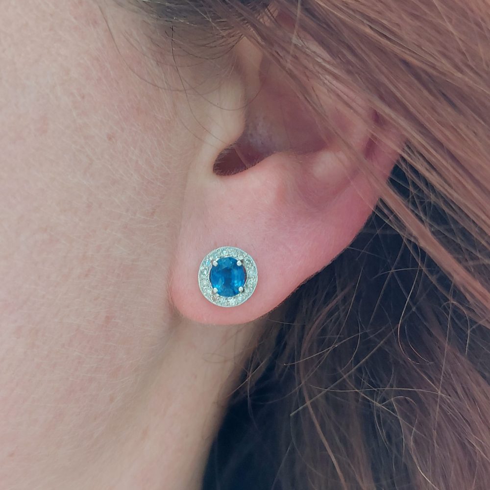 Vintage Sapphire and Diamond Cluster Earrings