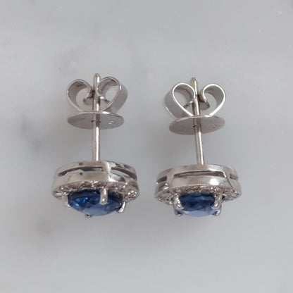Sapphire and Diamond Cluster Earrings