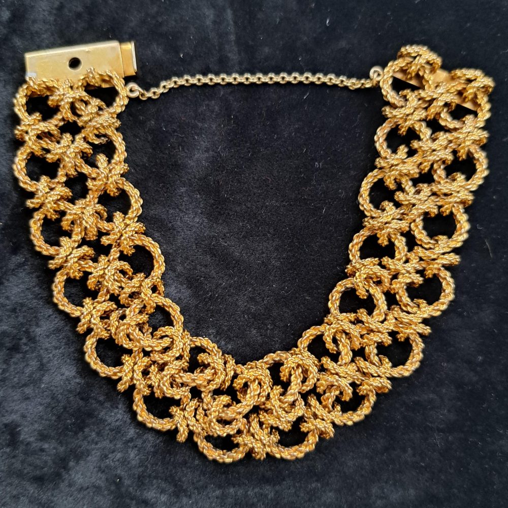 Vintage Textured Gold Double Link Bracelet