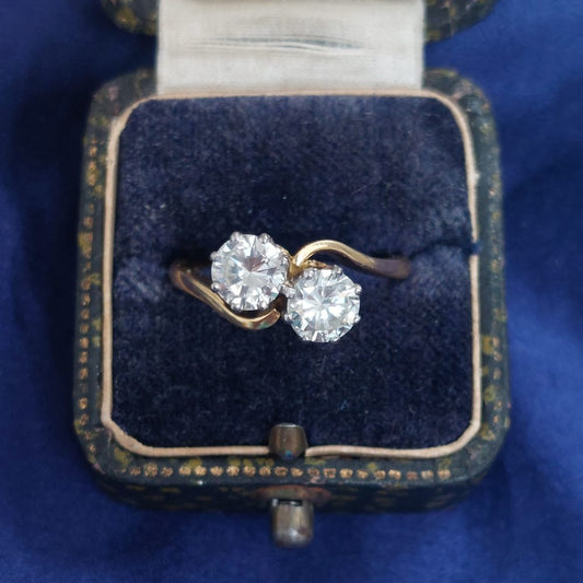 Vintage Two Stone Diamond Crossover Ring, 1.20cts