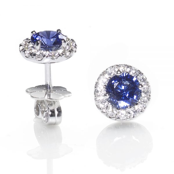 Sapphire & Diamond Cluster Earrings