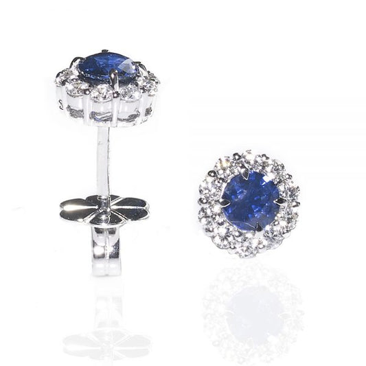 Sapphire & Diamond Cluster Earrings