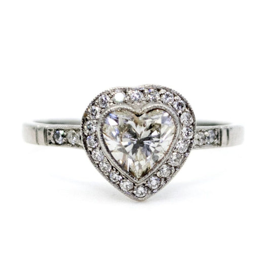 Vintage Diamond Heart-Shape Ring In Platinum